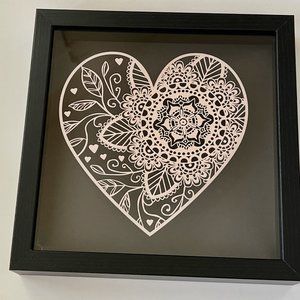 NEW! Framed Mandala Heart Vinyl Wall Hanging